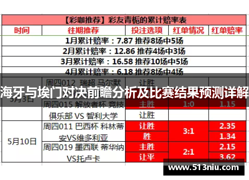 海牙与埃门对决前瞻分析及比赛结果预测详解